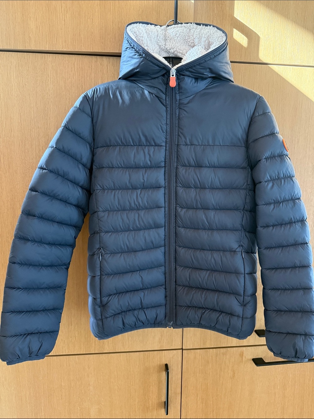 SAVE THE DUCK BOYS FULL ZIP SHERPA LINED HOOD Jacket Navy Blue Kids size 12